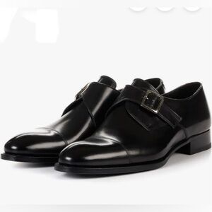 PAUL EVANS, THE OLIVIER SINGLE MONK STRAP - NERO BLACK LEATHER